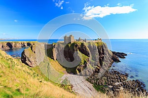 Dunnottar Castle with blue sky in - Stonehaven, Aberdeen