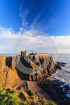 Dunnottar Castle with blue sky in - Stonehaven, Aberdeen