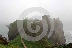 Dunnottar Castle in the mist, Scotland