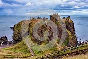 The Dunnottar Castle ruins in Scotland, UK