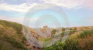 Dunnottar Castle in summer in Stonehaven,  Scotland