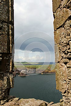 Dunnottar stormy Scottish Beach