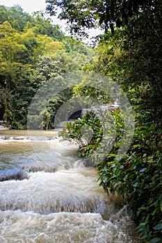 Dunns`s River Falls in Jamaica in the Dunn`s River Falls Park