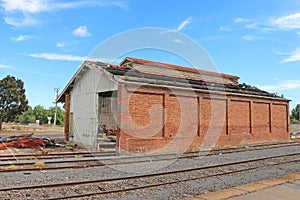 DUNOLLY, VICTORIA, AUSTRALIA - February 21, 2016: The disused goods shed at Dunolly railway station