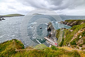 Dunquin Pier in Ireland Ring of Kerry captured in a cloudy day