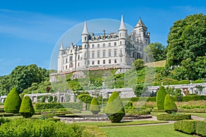 Dunrobin Castle in a sunny day, Sutherland county, Scotland.