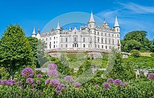 Dunrobin Castle in a sunny day, Sutherland county, Scotland.