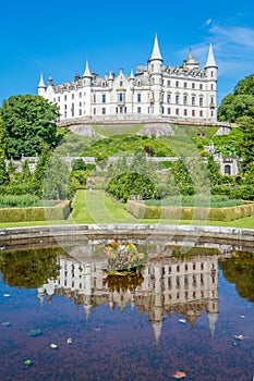 Dunrobin Castle in a sunny day, Sutherland county, Scotland.