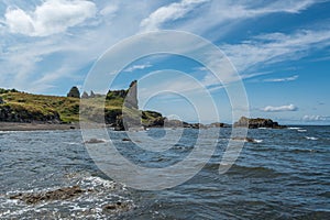 Dunure  castle Ruins and Rugged Coast Line in Scotland Outlander Filming Location With its Rugged Sea Defences photo