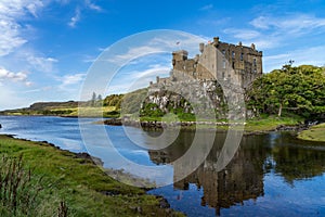 Dunvegan Castle and harbour on the Island of Skye, Scotland