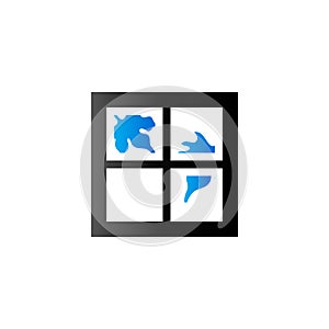 Duo Tone Icon - Falling leaves window