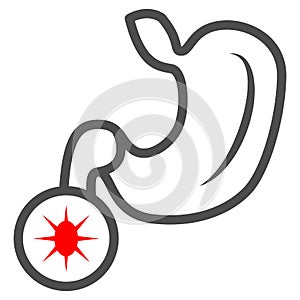 Duodenal ulcer line icon, Human diseases concept, Stomach ulcer sign on white background, Digestive tract disorder icon