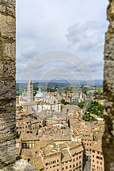 The Duomo and Campanile view from the Torre del Mangia of Palazzo Pubblico Siena photo