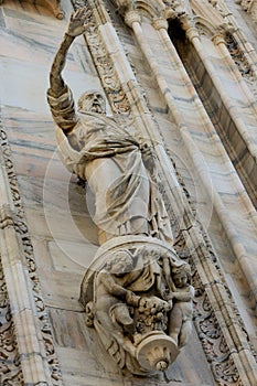 Duomo cathedral of Milan facade detail