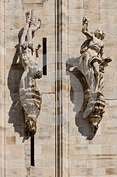 Duomo cathedral of Milan facade detail