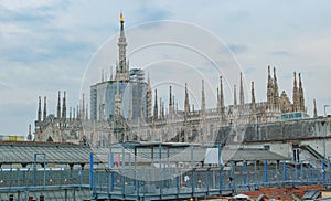 Duomo cathedral in Milan, from the roof, Italy.