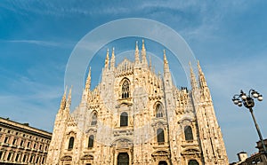 Duomo di Milano church in the afternoon in sunny day, Milan Italy