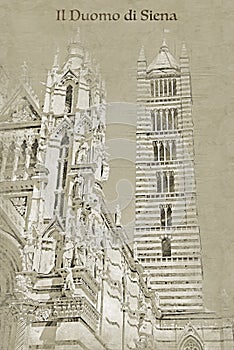 Duomo di Siena Ancient drawing simile