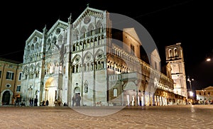 Duomo of Ferrara at night, unesco world heritage