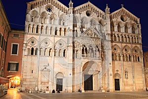 Duomo of Ferrara at night