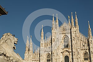 Duomo and lion, Milan, Italy