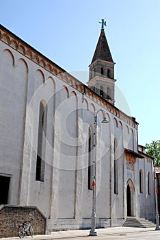 Duomo of Oderzo with cycling in the province of Treviso in the Veneto (Italy)