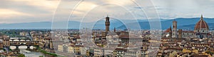 Duomo Santa Maria Del Fiore and Bargello in the morning from Piazzale Michelangelo in Florence