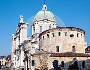 Duomo Vecchio and Duomo Nuovo in Brescia city