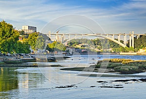 Duoro river in Porto city in Portugal with bridge