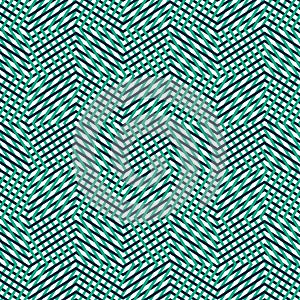 Duotone, 2-color geometric pattern of dense wavy lattice, grid. Interweaved, interlocking lineal, linear mesh pattern. Texture of