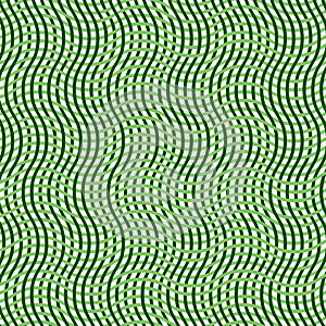 Duotone, 2-color geometric pattern of dense wavy lattice, grid. Interweaved, interlocking lineal, linear mesh pattern. Texture of