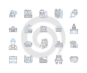 Duplex line icons collection. Two, Connected, Mirror, Symmetry, Double, Twin, Dual vector and linear illustration. Pair