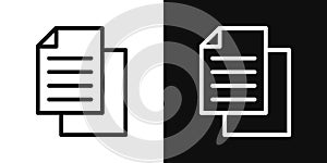 Duplicate icon set. copy data files vector symbol. matching duplicity sign. copy button in black filled and outlined style