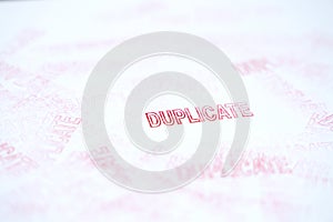 DUPLICATE red rubber stamp