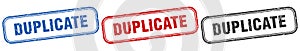 duplicate square isolated sign set. duplicate stamp.