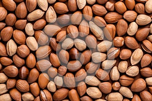 Duplicated Identical nut background. Generate Ai