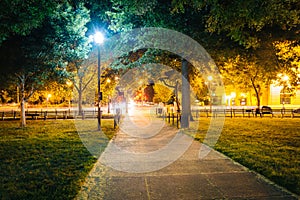 Dupont Circle Park at night, in Washington, DC.
