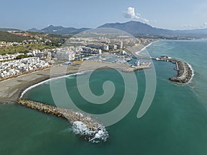 Duquesa or castle beach on the coast of Manilva, Andalusia