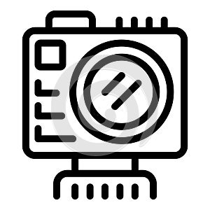 Durable camera icon outline vector. Contemporary shooting gadget