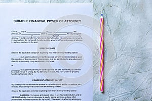 Durable financial Power of Attorney Form or POA document