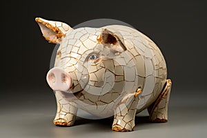 Durable Pig cracked ceramic. Generate Ai