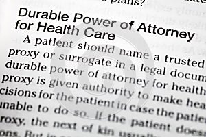 Durable power attorney health care definition