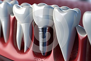 Durable Realistic dental implant. Teeth treatment