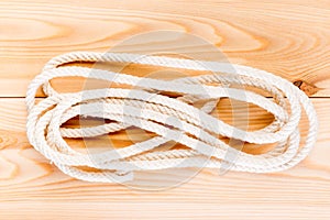 Durable rope on the wooden floor