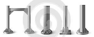 Durable steel poles with different shapes and diameter set