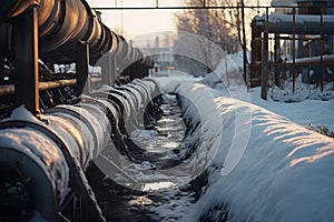 Durable Winter metal pipes. Generate Ai photo
