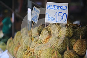 Duran market with the blank price tag in Thailand muang mai
