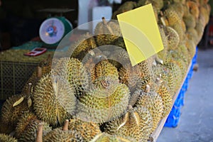 Duran market with the blank price tag in Thailand muang mai