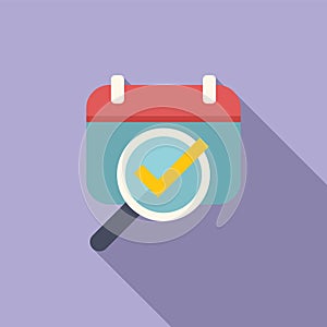 Duration calendar icon flat vector. Approved event photo
