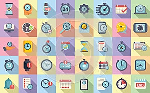 Duration icons set flat vector. Future time